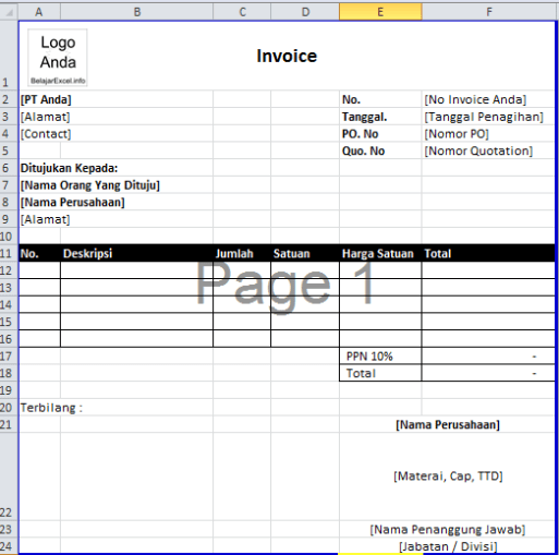 Contoh Invoice Excel Happyfasr